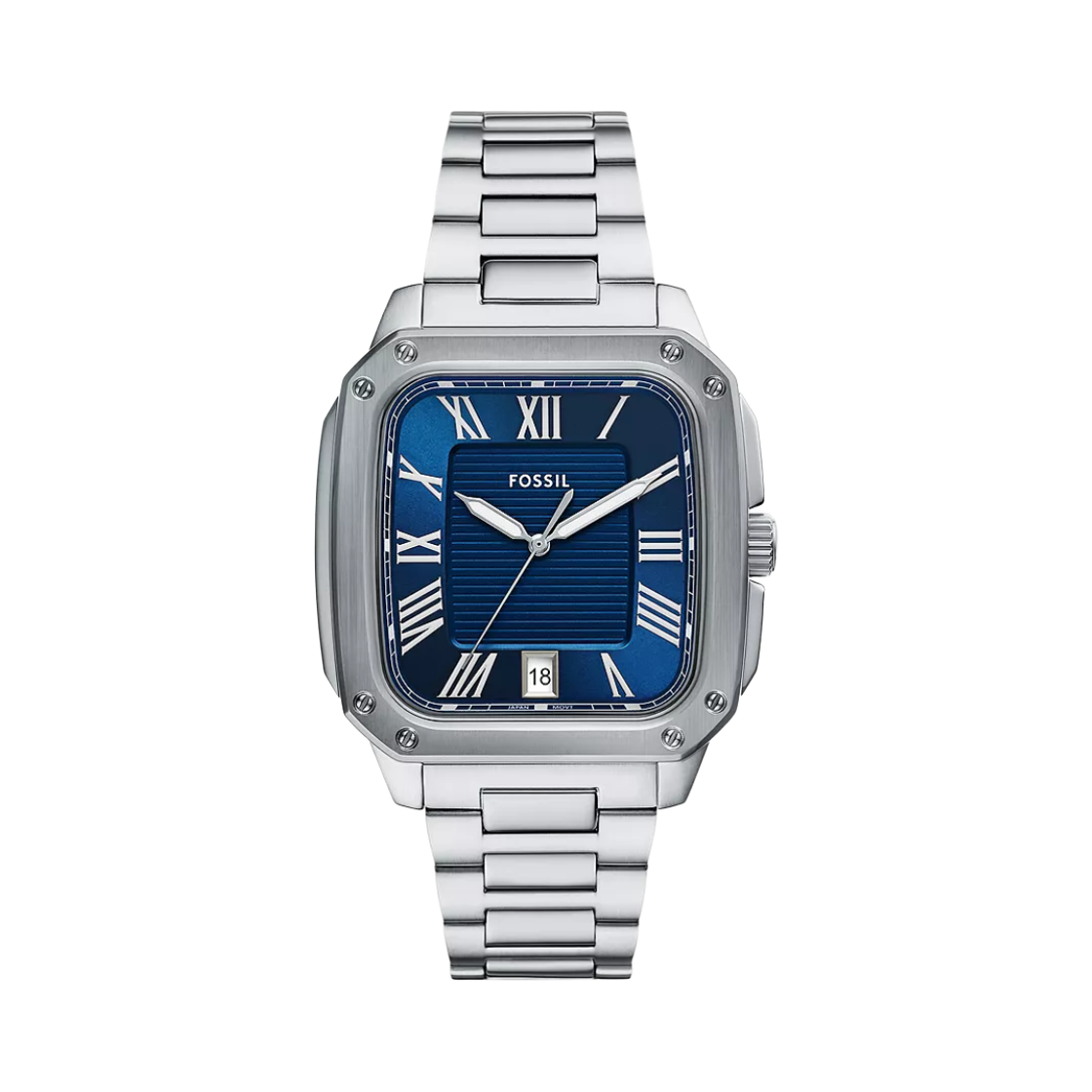 FS6121 Fossil Crosby Quartz Three-Hand Date 42mm Stainless Steel Blue Silver