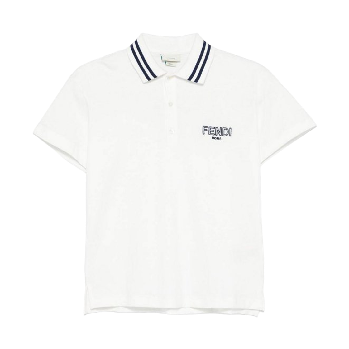 (키즈) 펜디 로고 폴로 셔츠 화이트((Kids) Fendi Logo Polo Shirt White)