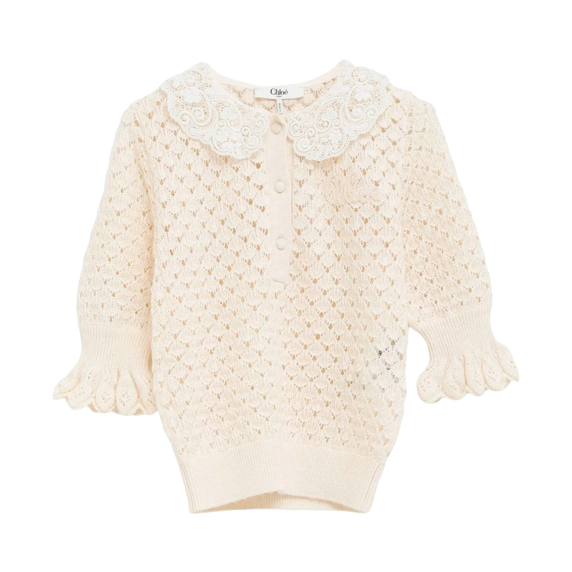 CH25AMP47590107 (W) Chloe Pointelle Knit Pullover Iconic Milk