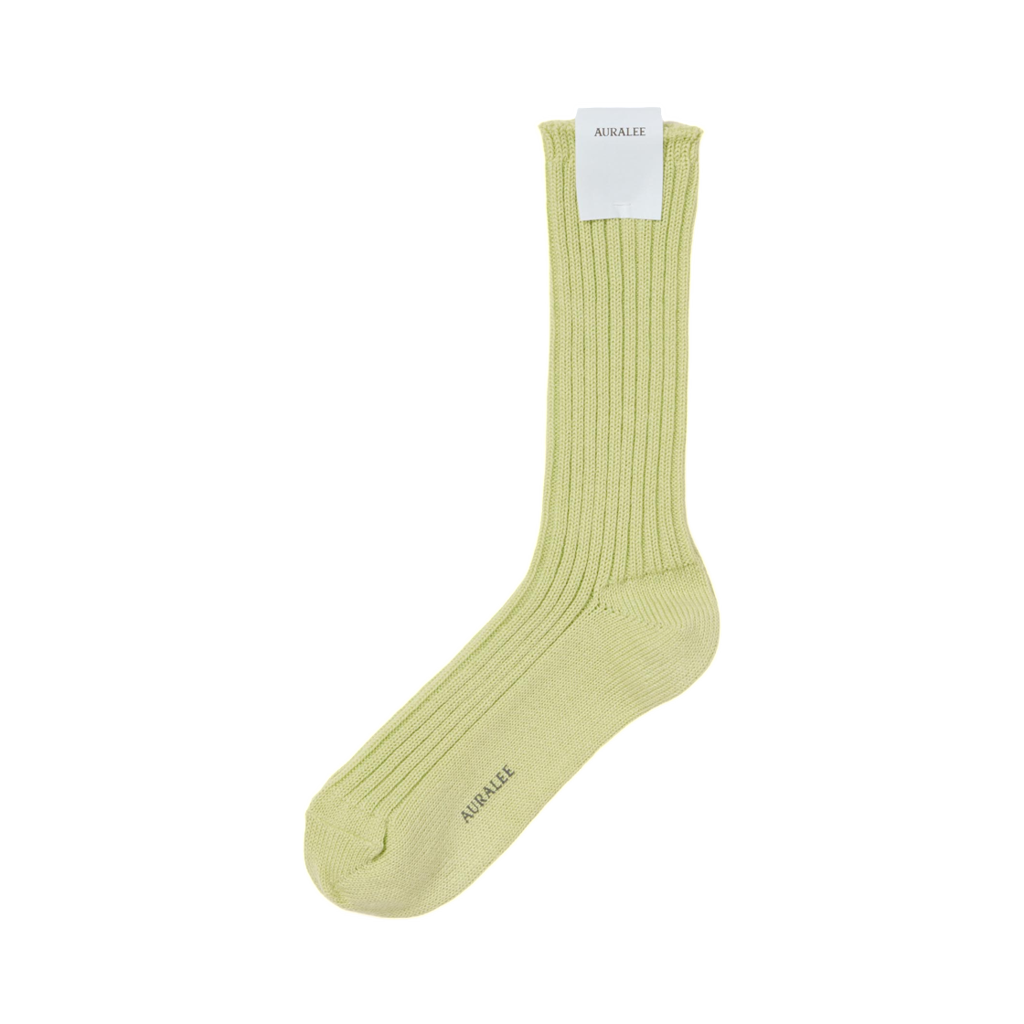 A25AS03SX (W) Auralee Cotton Wool Low Gauge Socks Light Lime - 25AW