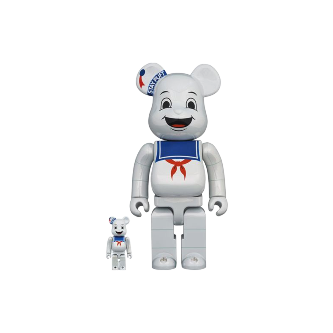 킨키로봇 400%+100% 베어브릭 마쉬 멜로우 맨 화이트 크롬 버전(2209036)(KINKIROBOT 400%+100% Bearbrick Stay Puft Marshmallow Man White Chrome Ver.)