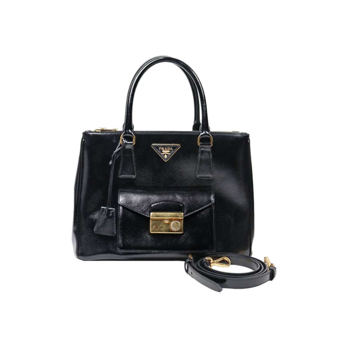 ITI24SFEQIG2 Prada Black Pocket Galleria 2-Way Bag A-A42586