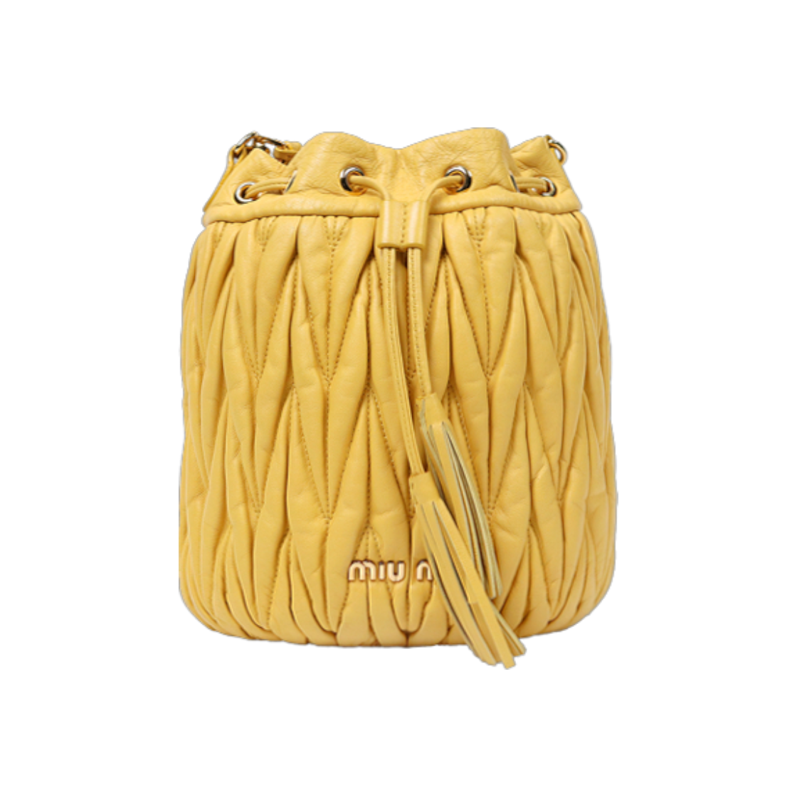 IT34UGHTA6V6 Miu Miu Yellow Matelassé Bucket Bag C-A41200