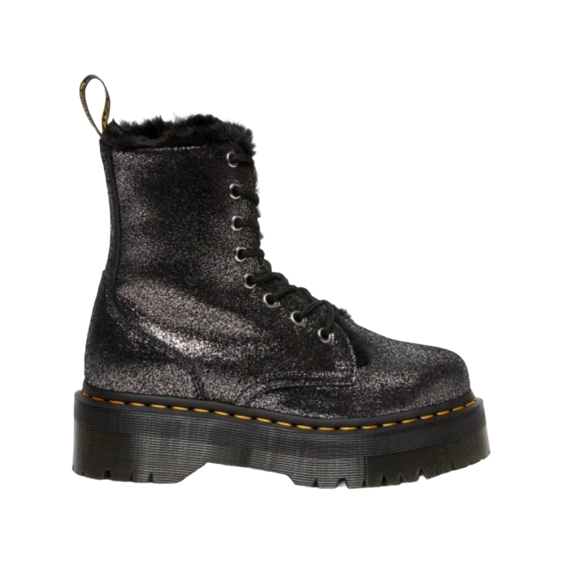 (W) 닥터마틴 제이든 퍼라인드 디스트레스트 메탈릭 부츠 블랙 실버((W) Dr. Martens Jadon Furlined Distressed Boots Black Silver) - 1