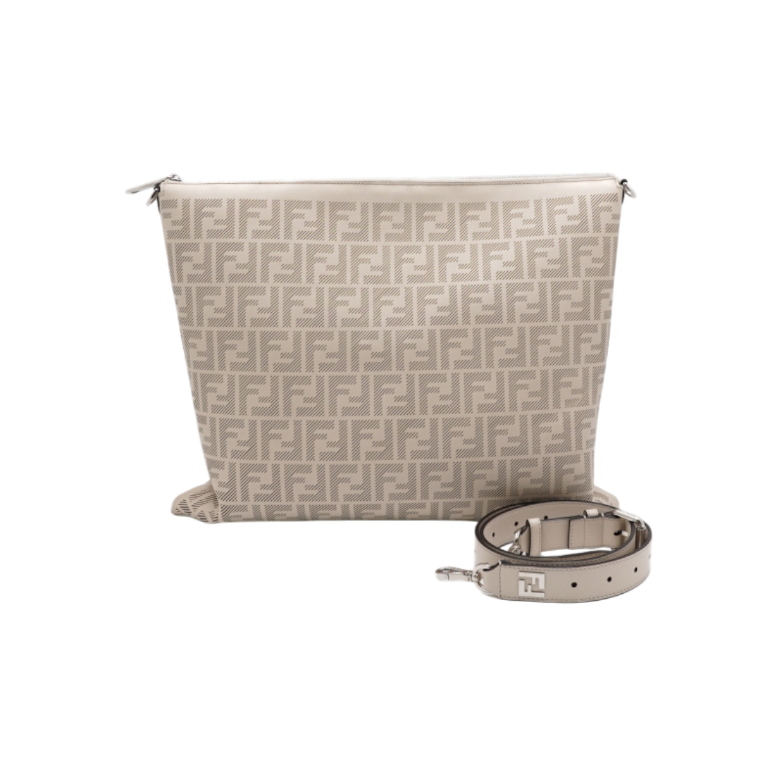 ITRNVJJTVR8V Fendi Camellia White After FF Punch Logo Unisex Shoulder and Crossbody Bag