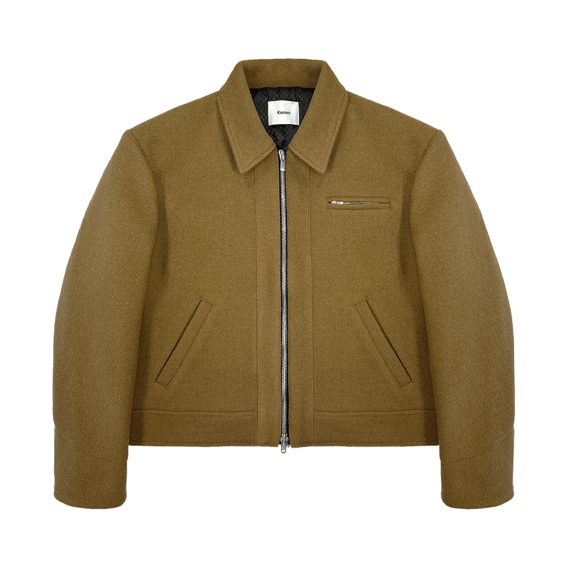 - Kamien Grid Wool Jacket Camel