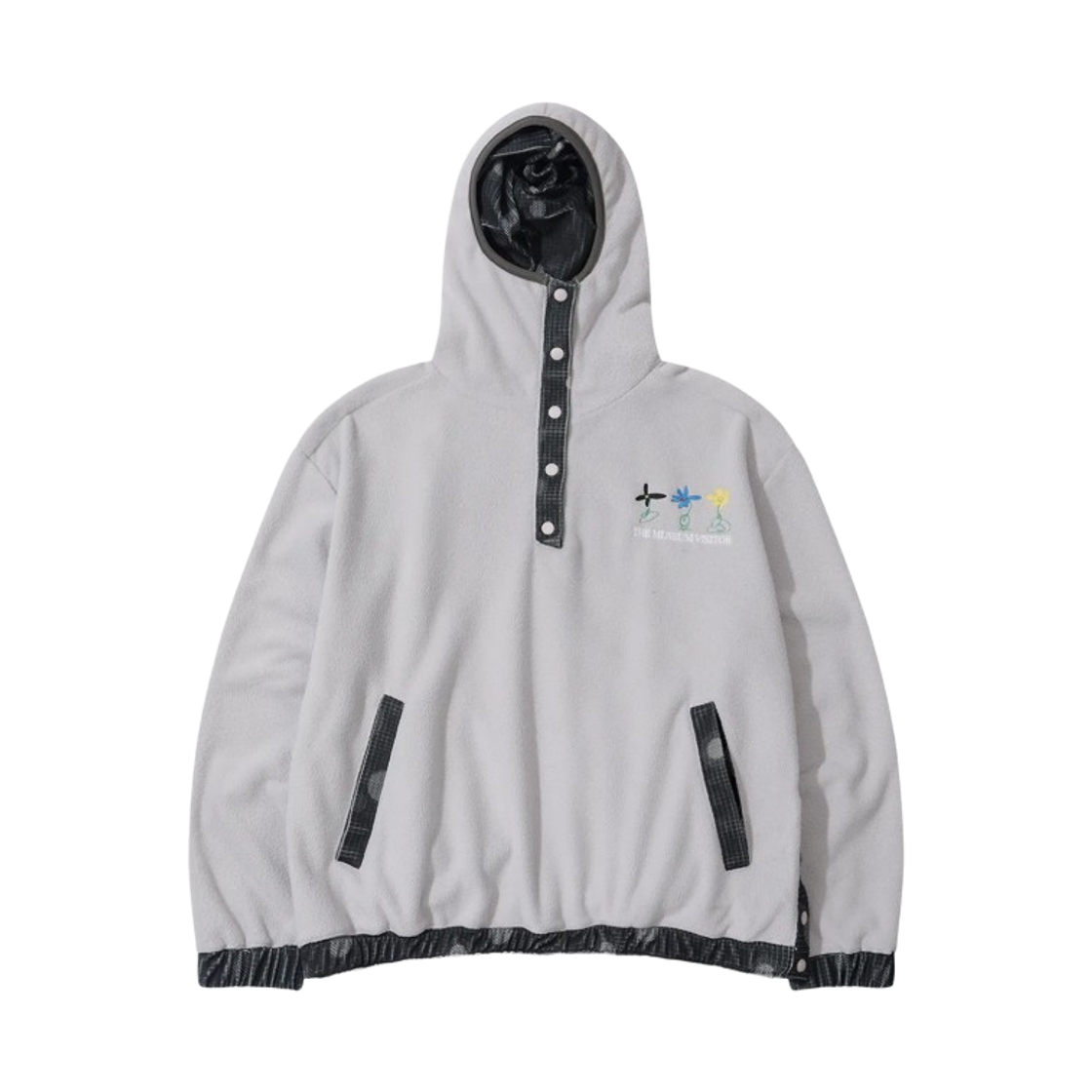 더뮤지엄비지터 언밸런스드 플리스 아노락 후드 라이트 그레이(The Museum Visitor Unbalanced Fleece Anorak Hoodie Light Grey)