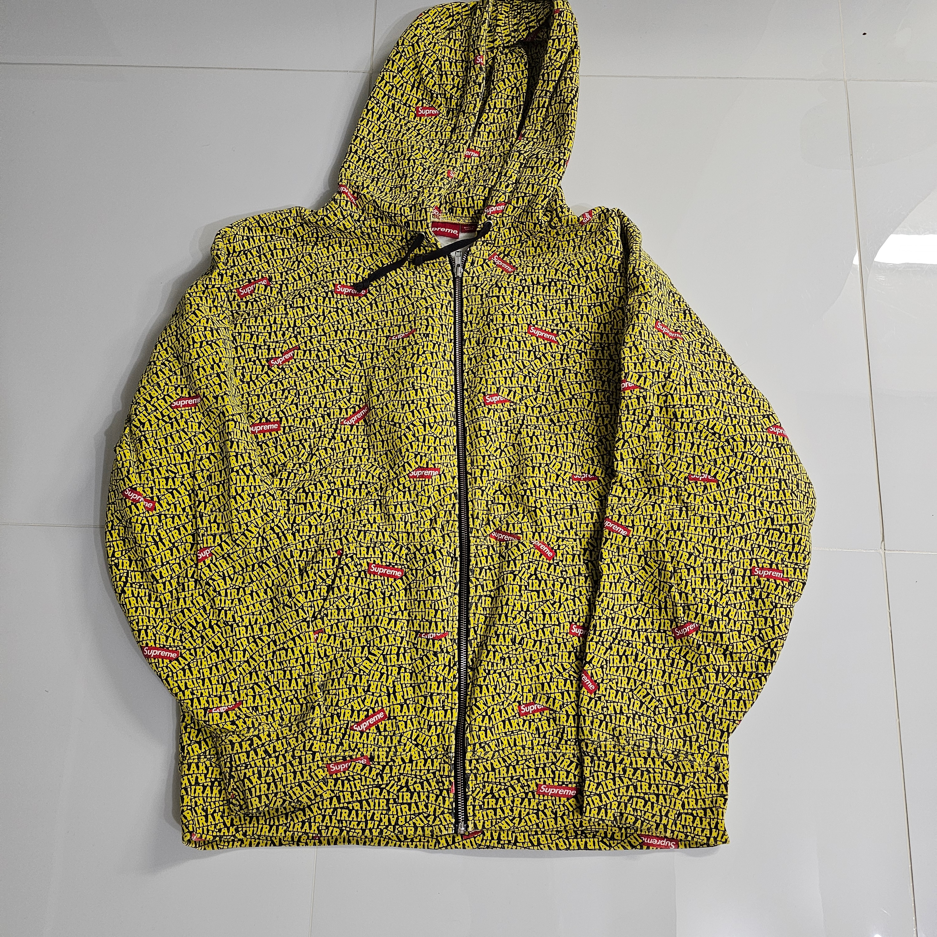 Supreme x Irak Zip Up Hooded Sweatshirt Yellow - 22FW 착용 스타일