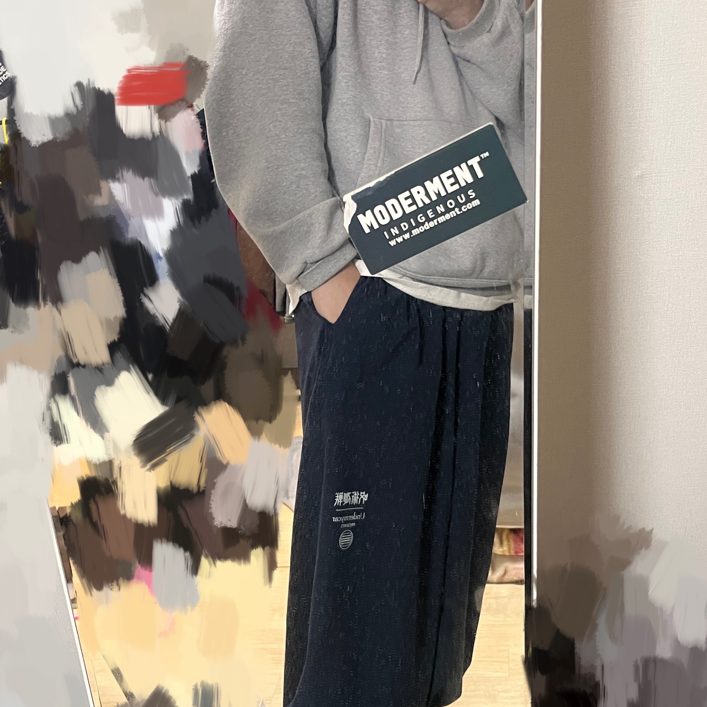 JUJUTSU KAISEN Undermycar JUJUTSU KAISEN Wide Jogger Navy 착용 스타일