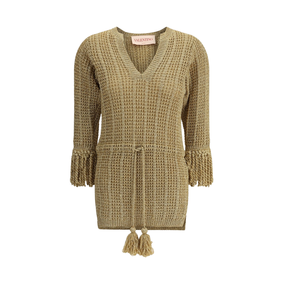 (W) 발렌티노 루렉스 니트 숏 드레스 골드((W) Valentino Lurex Knit Short Dress Gold)