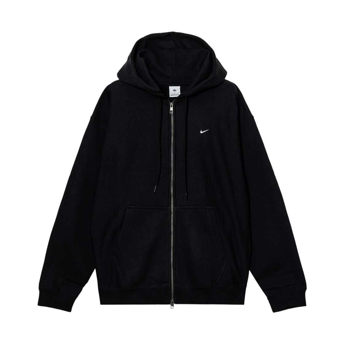 나이키 솔로 스우시 풀집 플리스 후드 블랙 화이트 - 아시아(Nike Solo Swoosh Full-Zip Fleece Hoodie Black White - Asia)