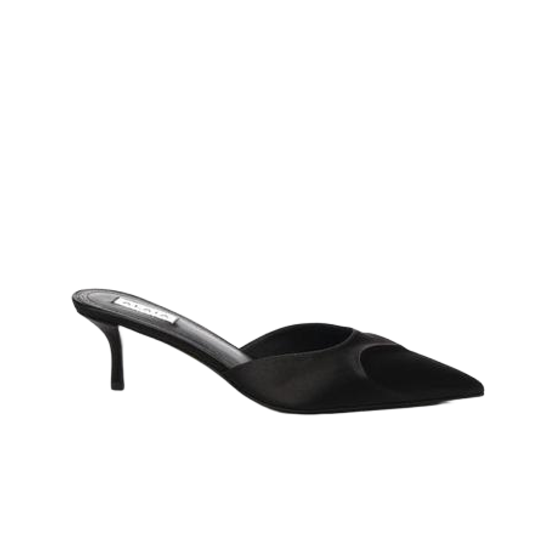 (W) 알라이아 르 쾨르 레더 뮬 블랙((W) Alaia Le Coeur Leather Mules Black)