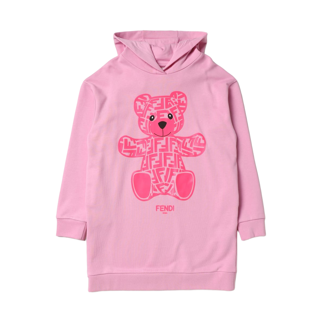 (키즈) 펜디 테디 베어 저지 플리스 드레스 핑크((Kids) Fendi Teddy Bear Jersey Fleece Dress Pink)
