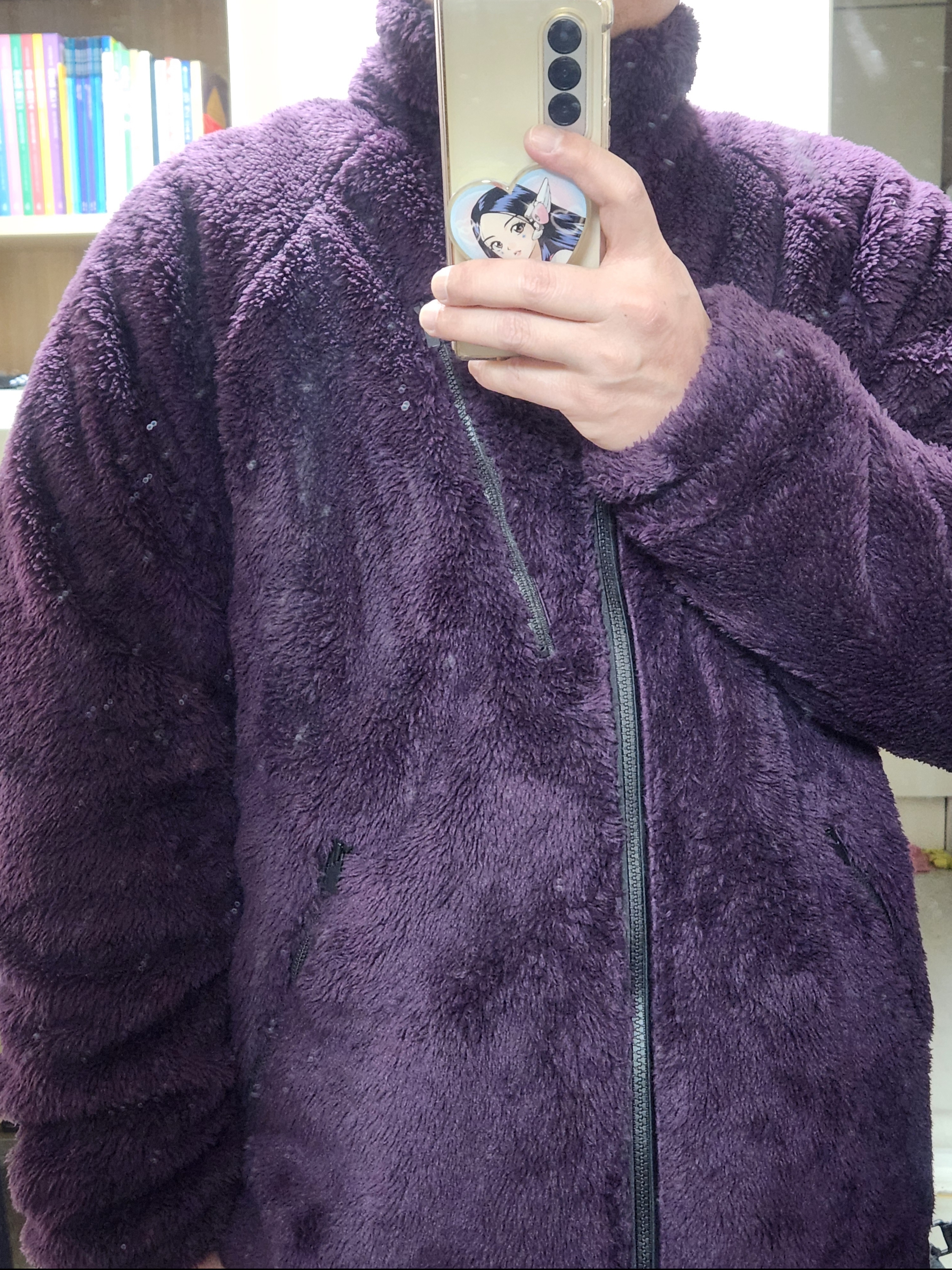 Uniqlo x Needles Fleece Jacket Purple - KR 착용 스타일