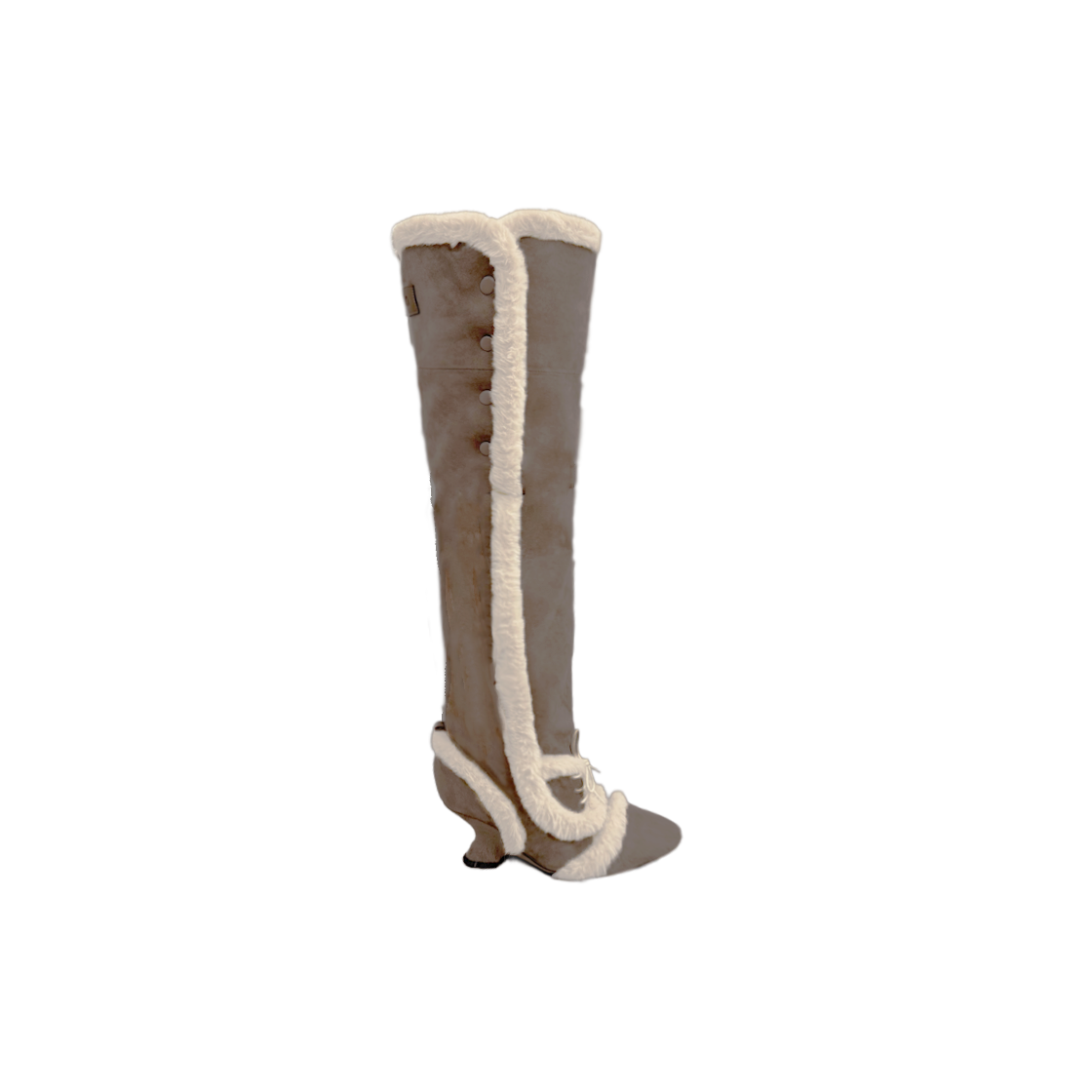 OJ25FWFW001SBR OJOS Asym Shearling Wedge Boot Stone Brown