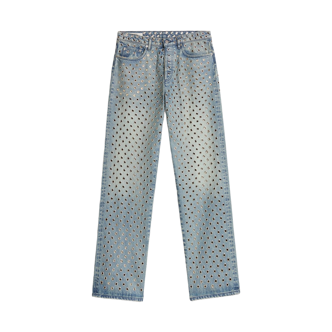 GWP00844-P001962-50100 (W) Golden Goose All-Over Eyelets Washed Jeans Light Blue