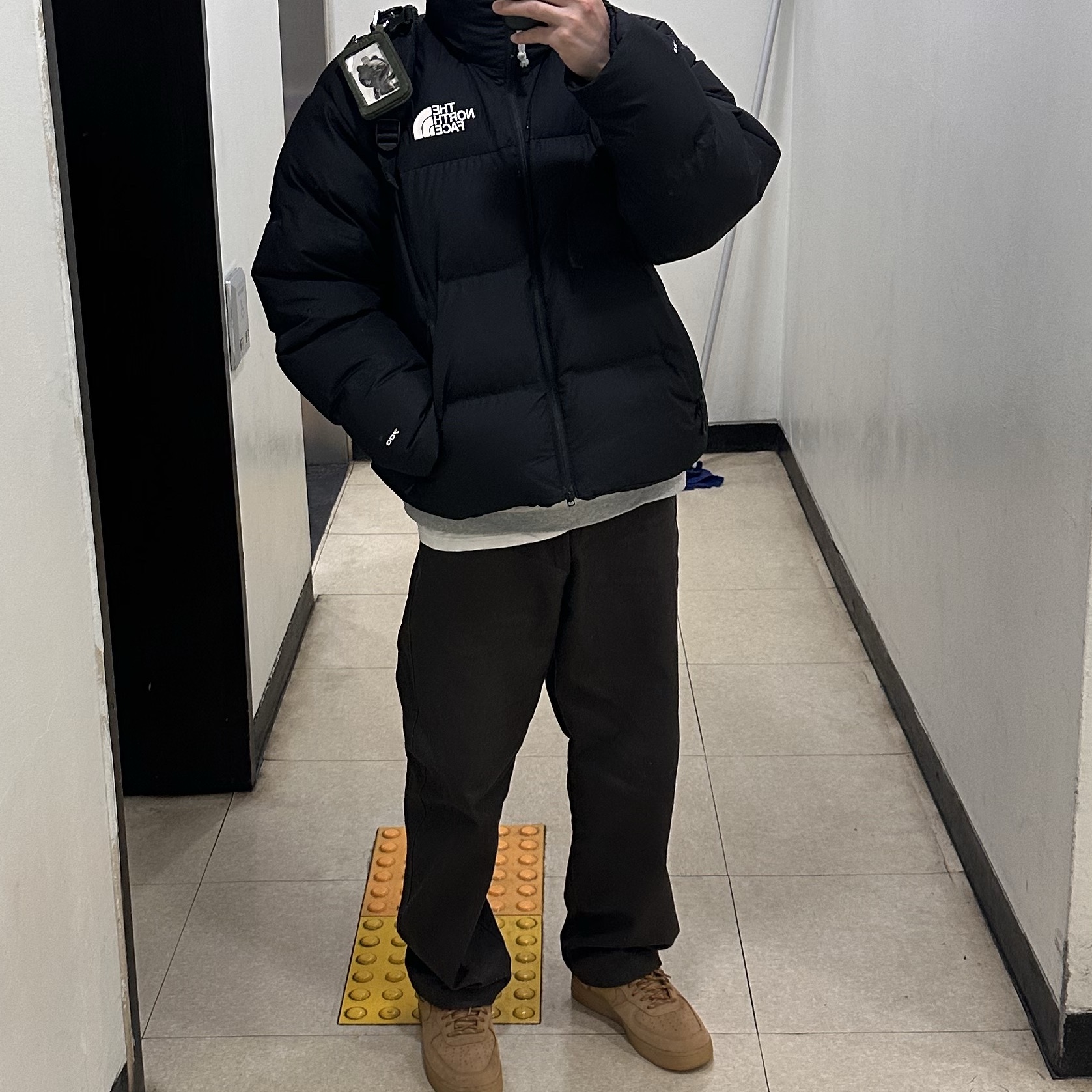 The North Face RMST Nuptse Jacket Black 착용 스타일