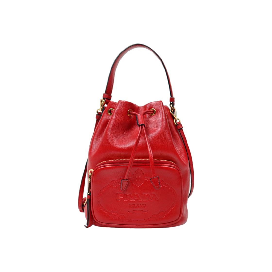 IT2I28HFFKDL Prada Red Leather Bucket Bag A-A42557