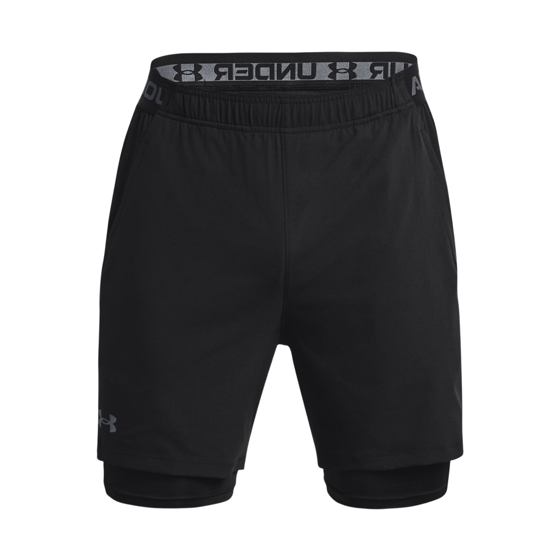 언더아머 배니시 우븐 투인원 쇼츠 블랙 피치 그레이(Under Armour Vanish Woven 2-in-1 Shorts Black Pitch Gray)