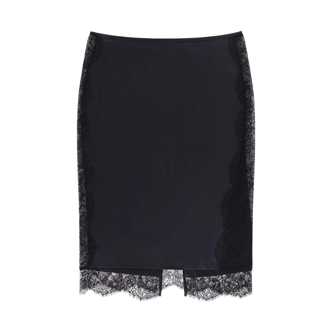 (W) 톰포드 실크 레이스 인서트 미디 스커트 블랙((W) Tom Ford Silk Lace Inserts Midi Skirt Black)