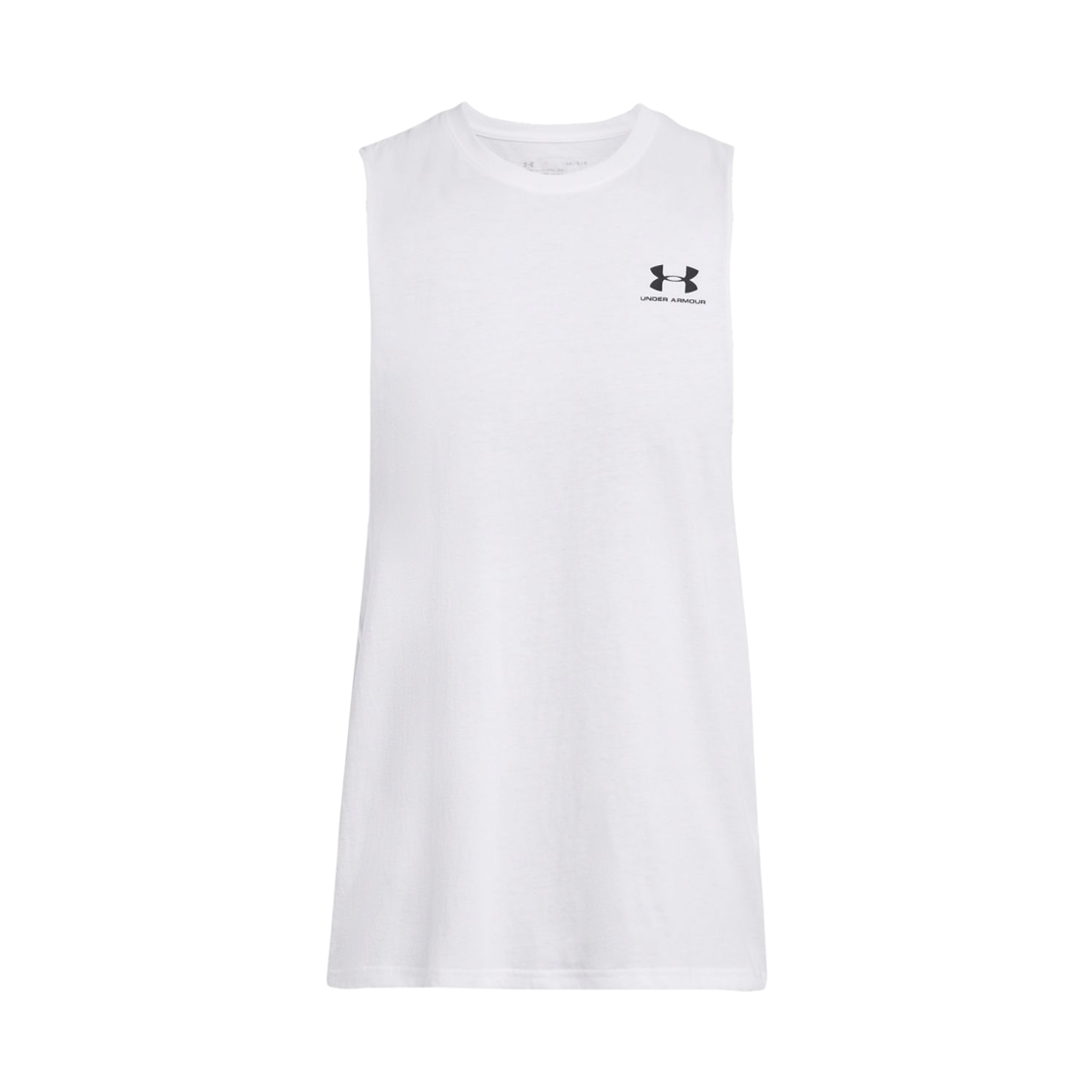 1329286-100 Under Armour Left Chest Cut-Off Tank White Black