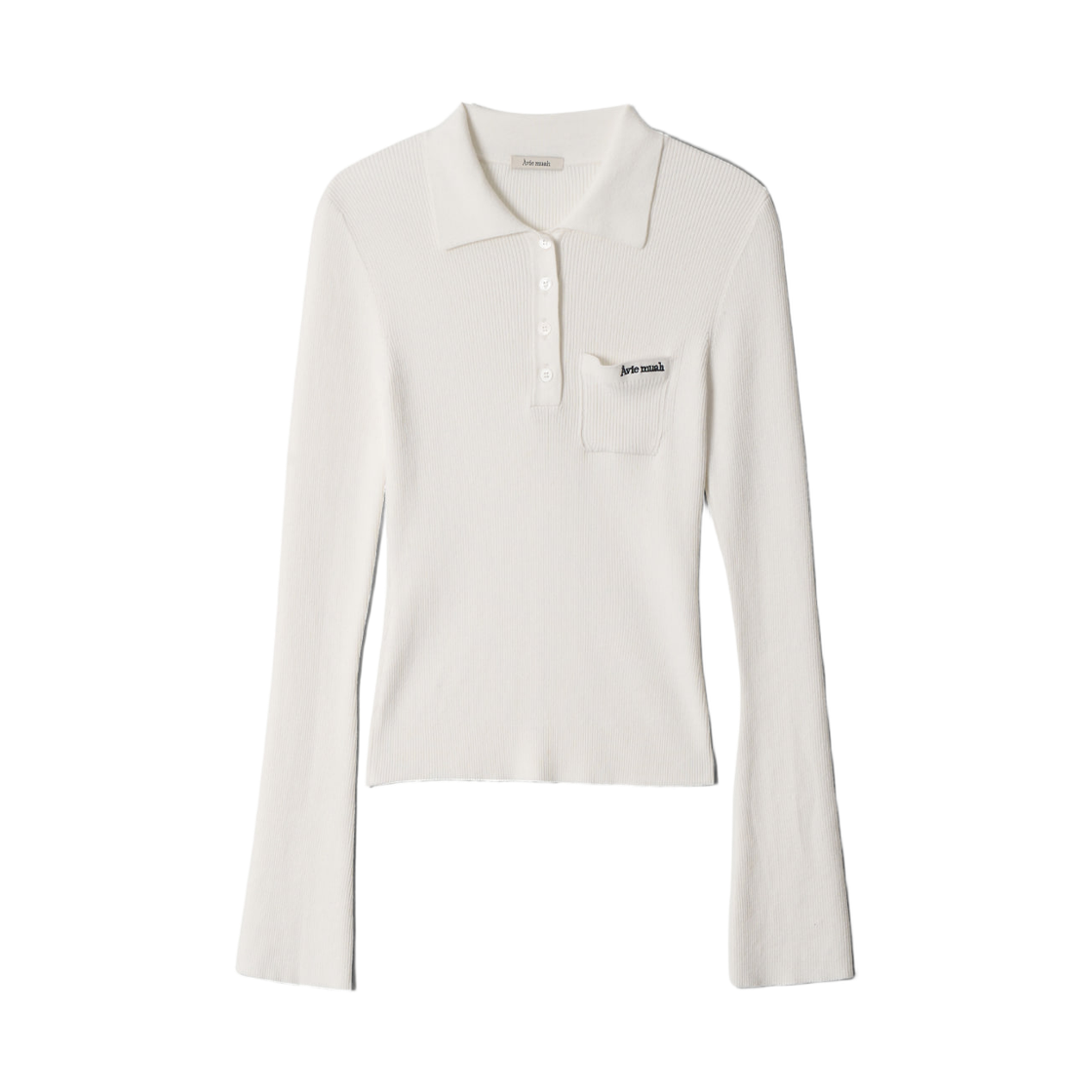 - (W) Aviemuah Ribbed Knit Polo Shirt Ivory