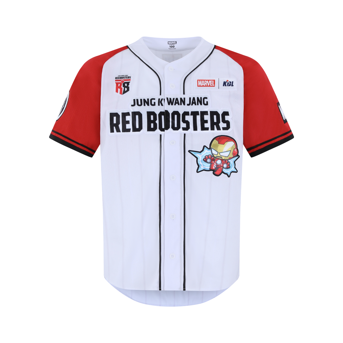 케이비엘 X 마블 컬렉션 안양 정관장 아이언맨 응원유니폼(KBL X MARVEL CollectionAnyang JeongKwanJang Red Boosters Iron Man Fan Uniform)