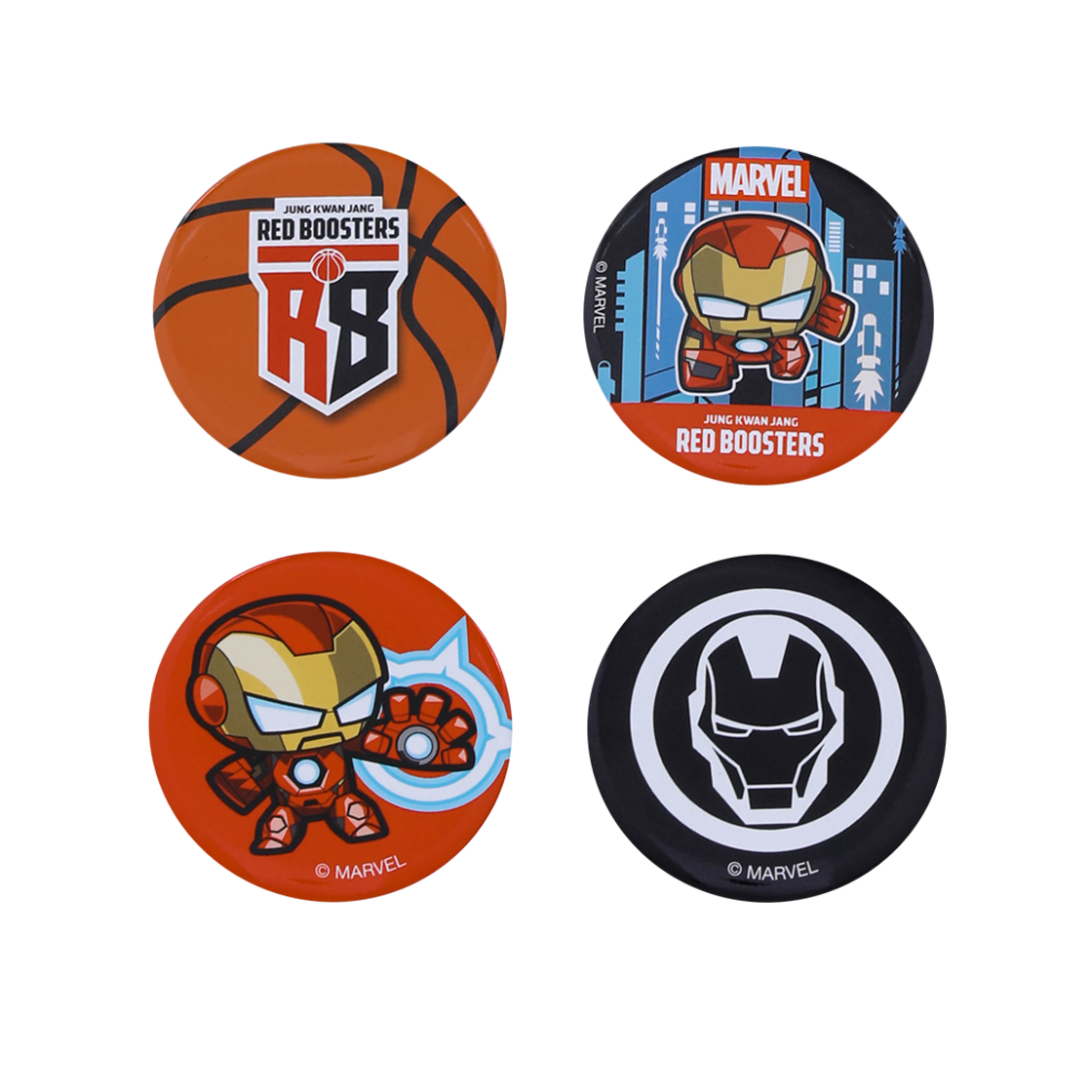 케이비엘 X 마블 컬렉션 안양 정관장 아이언맨 핀뱃지 세트 4종