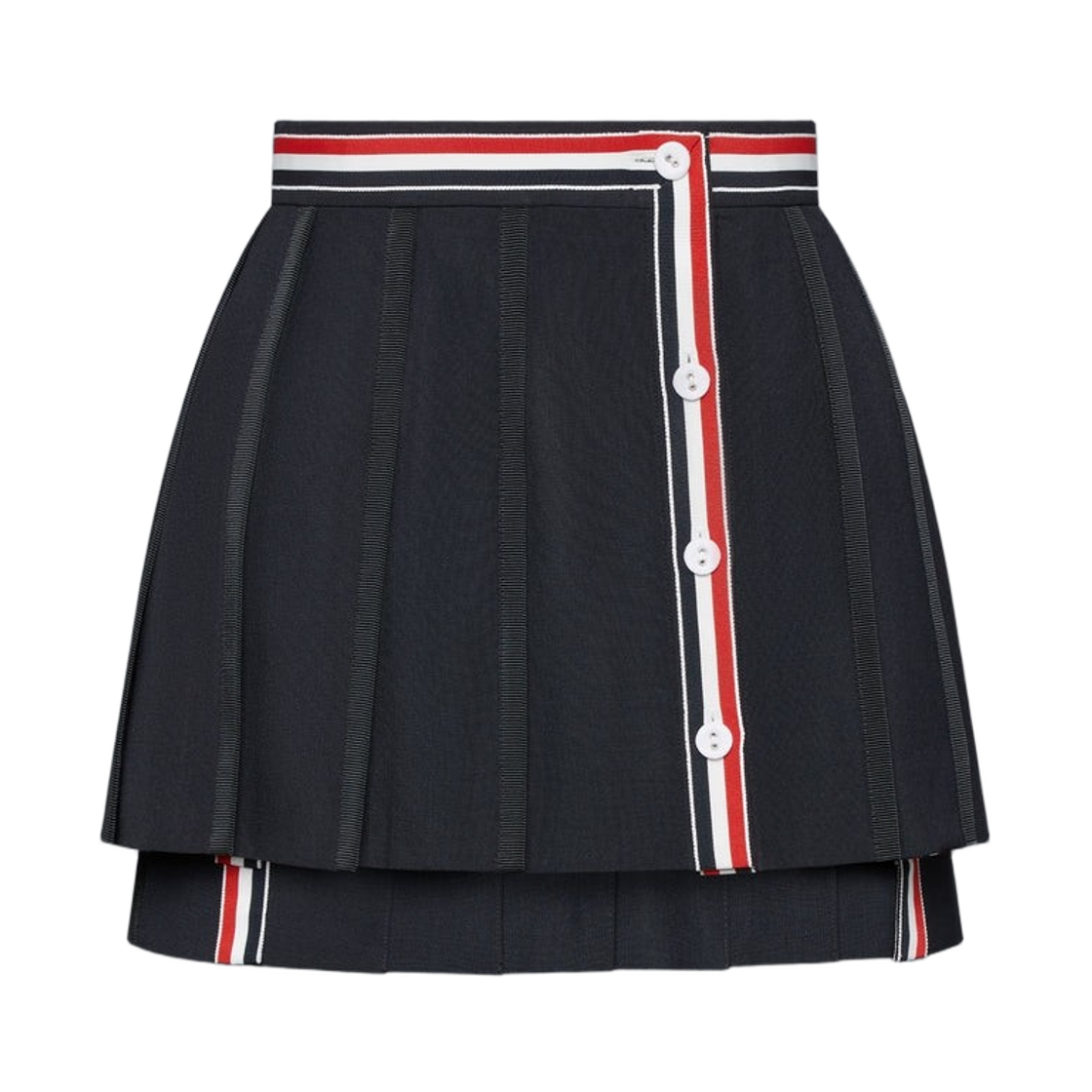 (W) 톰브라운 스쿨 유니폼 플레인 위브 미니 플리츠 랩 스커트 블랙((W) Thom Browne School Uniform Plain Weave Mini Pleats Wrap Skirt Black)