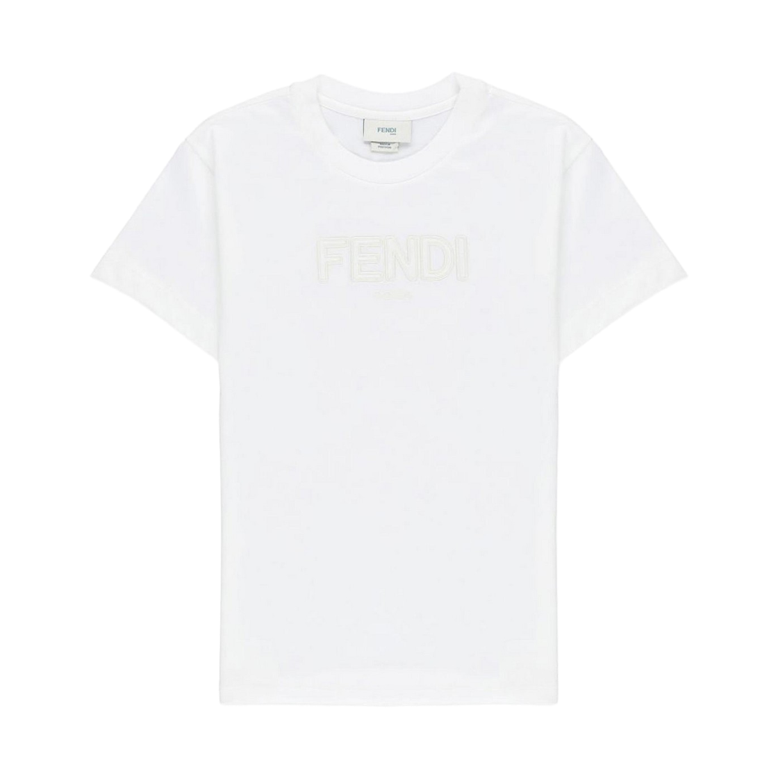 (키즈) 펜디 코튼 티셔츠 화이트((Kids) Fendi Cotton T-Shirt White)
