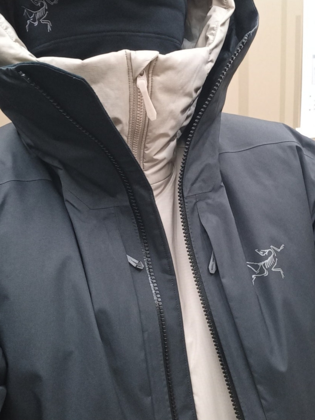 Arc'teryx Rho Lightweight Wool Neck Gaiter Black, Arc'teryx Atom Heavyweight Hoody Rune 착용 스타일 - 1