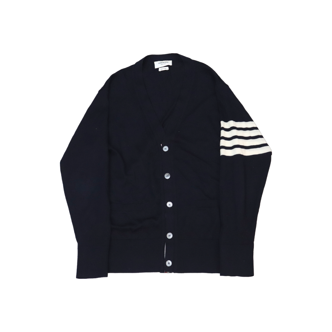 IT5MUN9K8QBE Thom Browne Navy 4-Bar Cardigan Size 4 C-C42988