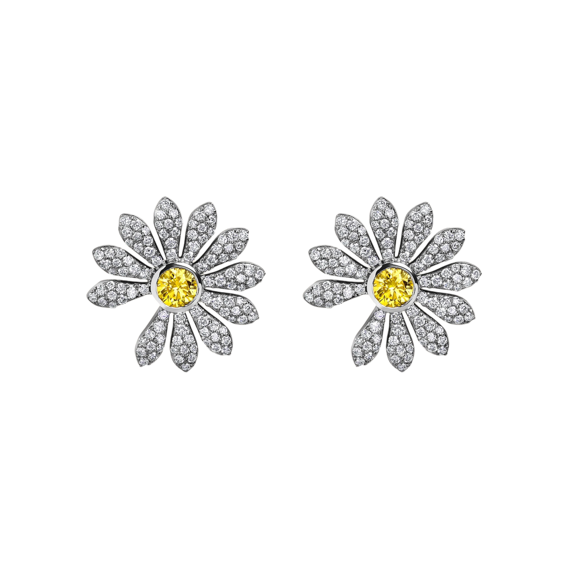 제이콥 앤 코 x 피스마이너스원 이어링 옐로우 다이아몬드 화이트 다이아몬드 앤 화이트 골드(Jacob & Co x Peaceminusone Earrings Yellow Diamond White Diamond & White Gold)