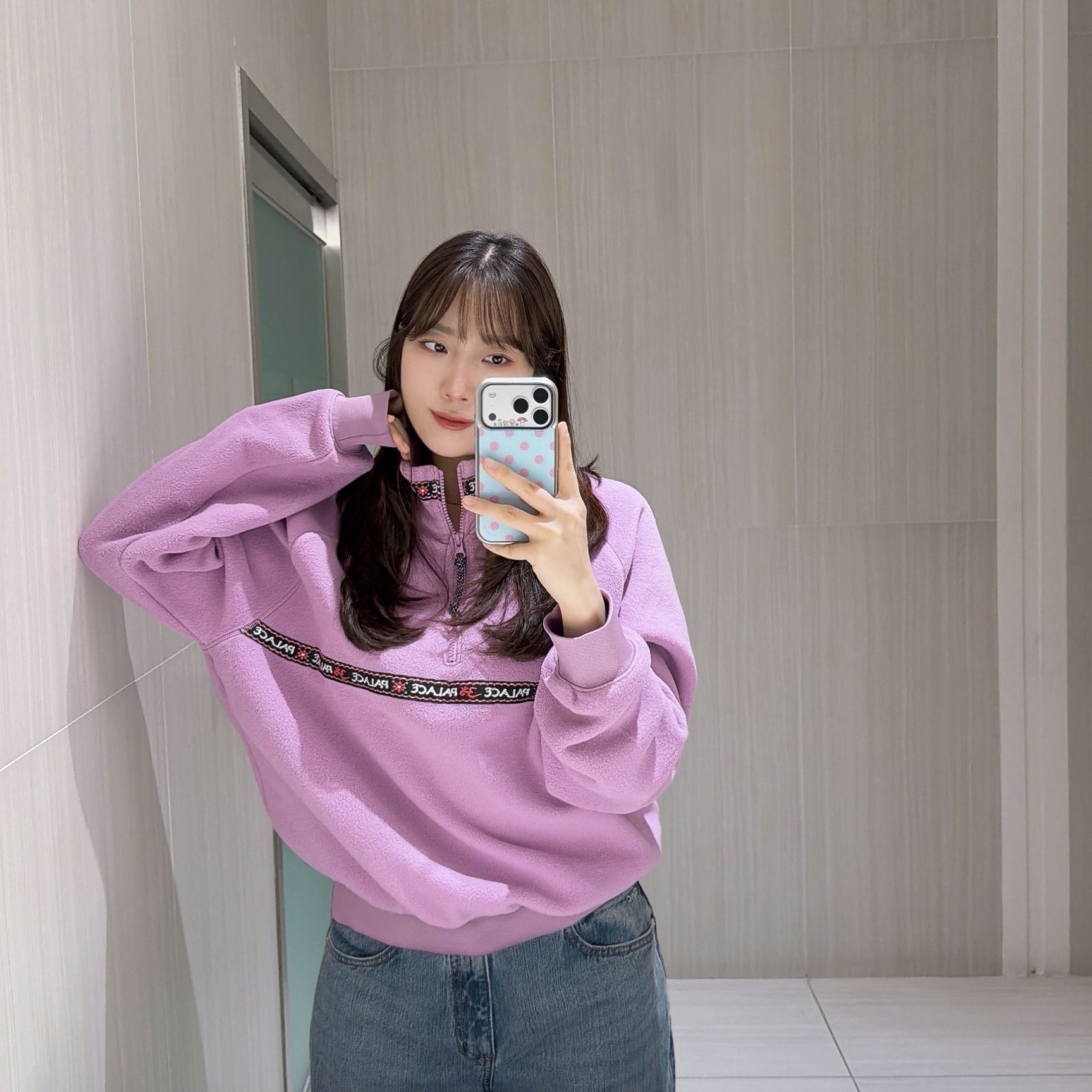 Palace Polartec OM 1/4 Zip Purple - 25FW 착용 스타일