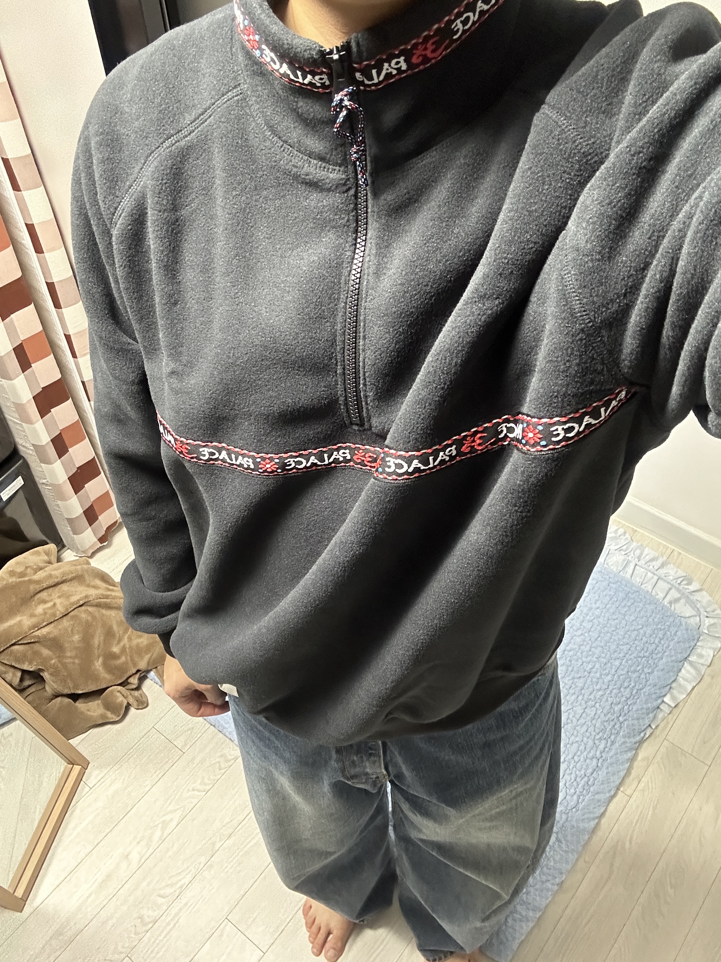Palace x Berghaus Fleece Zip Up Jacket Black - 24FW 착용 스타일