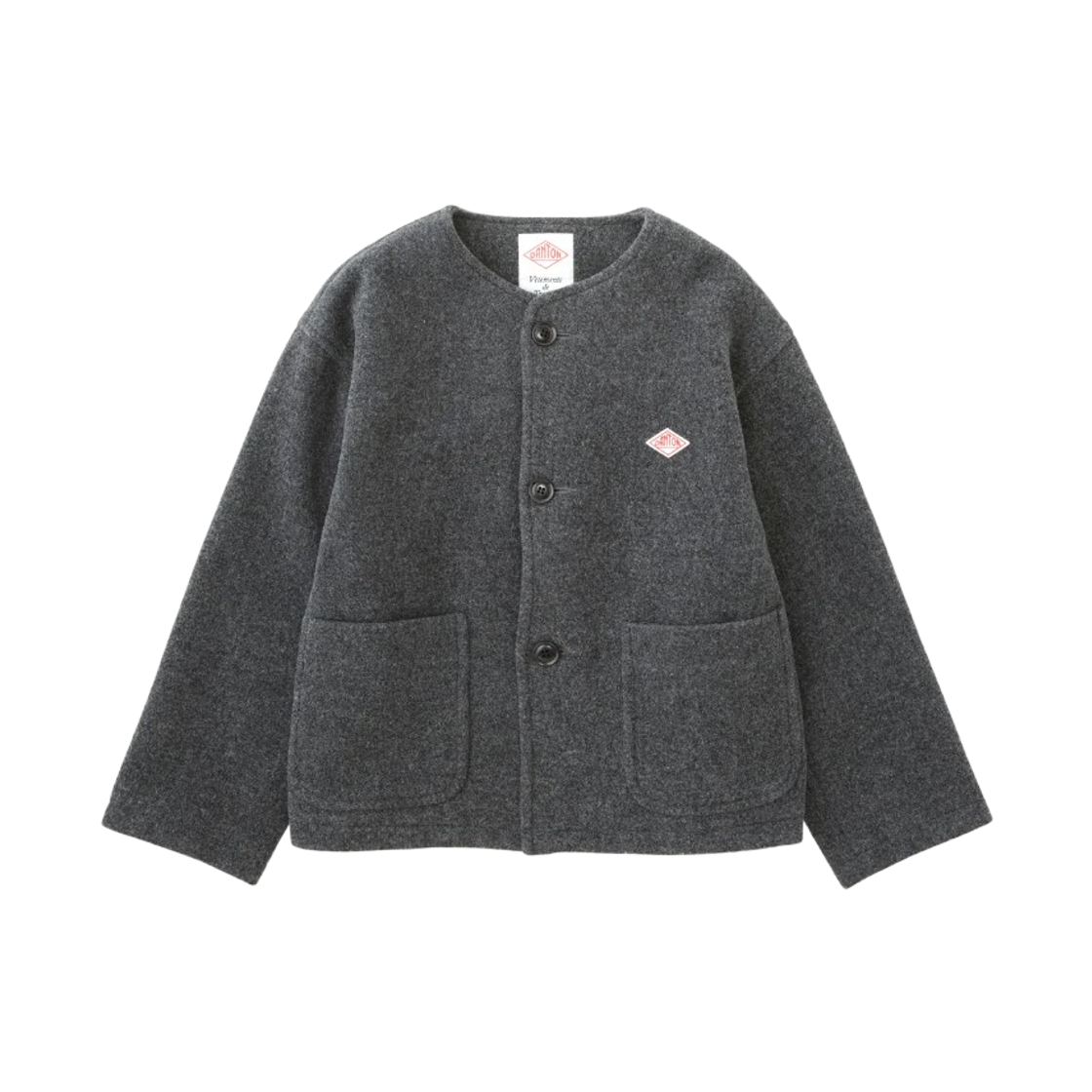 DT-A0013 (W) Danton Wool Light Pile Collarless Jacket Grey
