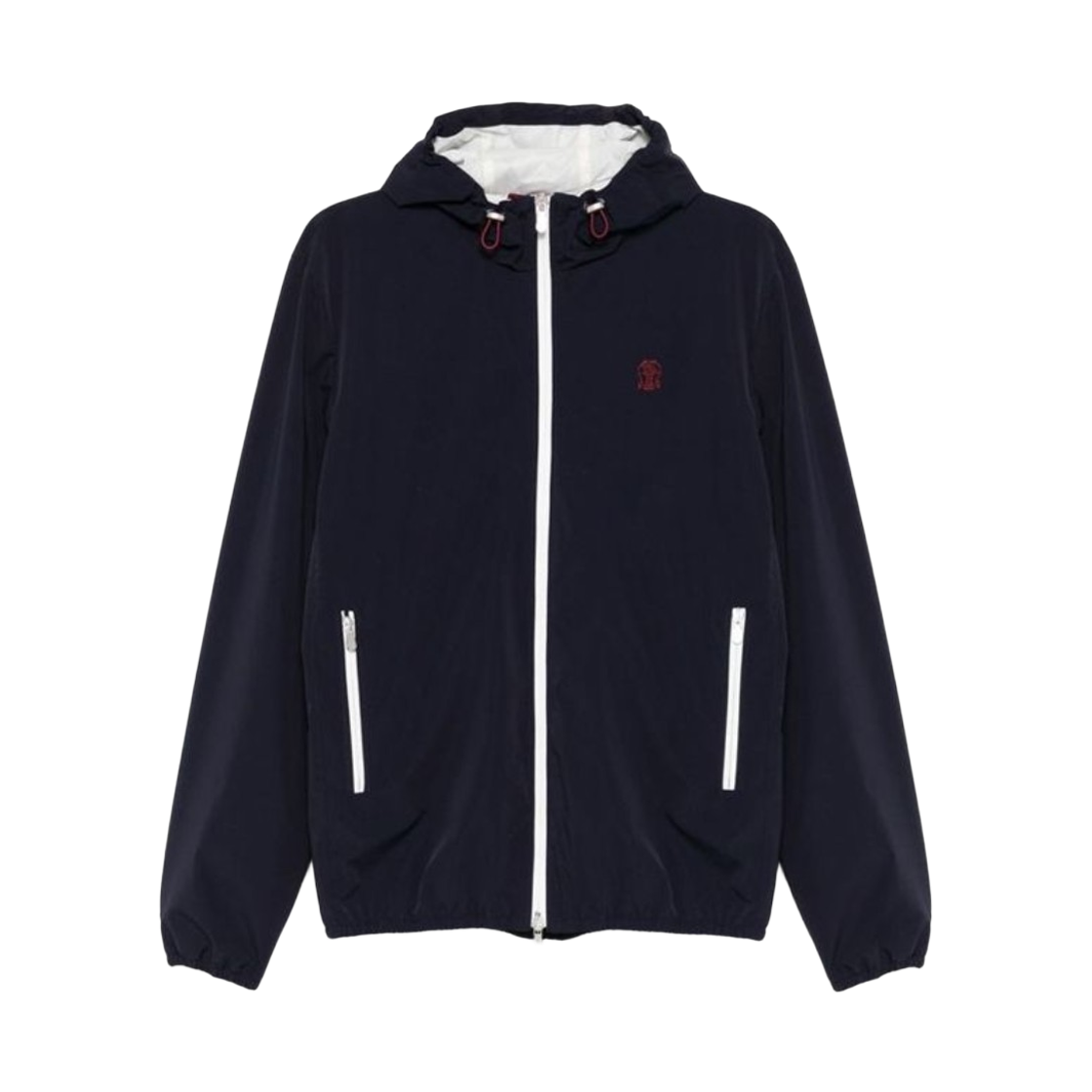 브루넬로 쿠치넬리 로고 본디드 나일론 후드 자켓 네이비 블루(Brunello Cucinelli Bonded Nylon Hooded Jacket with Logo Navy Blue)