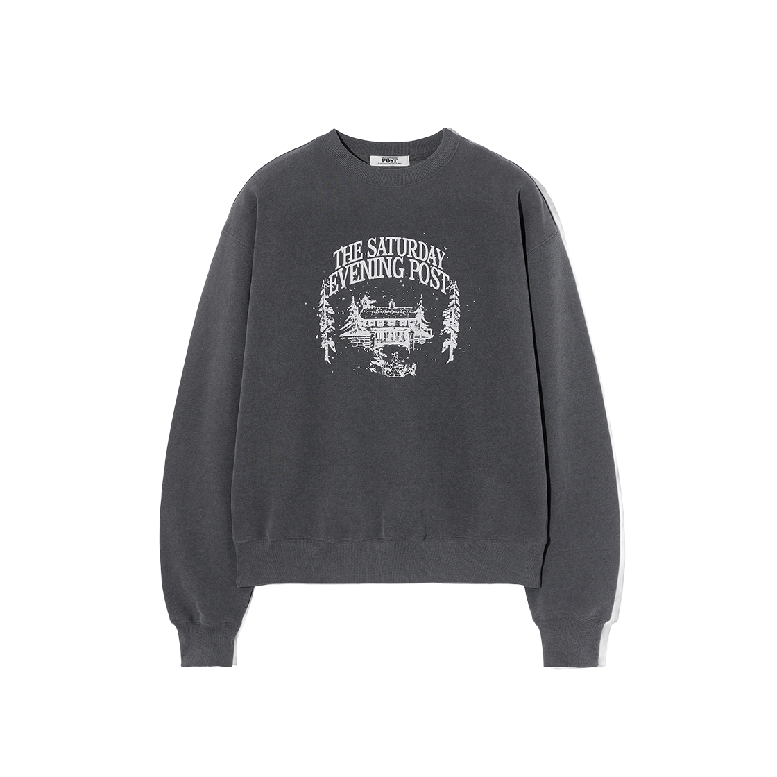 더 새터데이 이브닝 포스트 스노우 하우스 그래픽 스웨트셔츠_차콜(The Saturday Evening Post Snow House Graphic Sweat shirt_Charcoal)