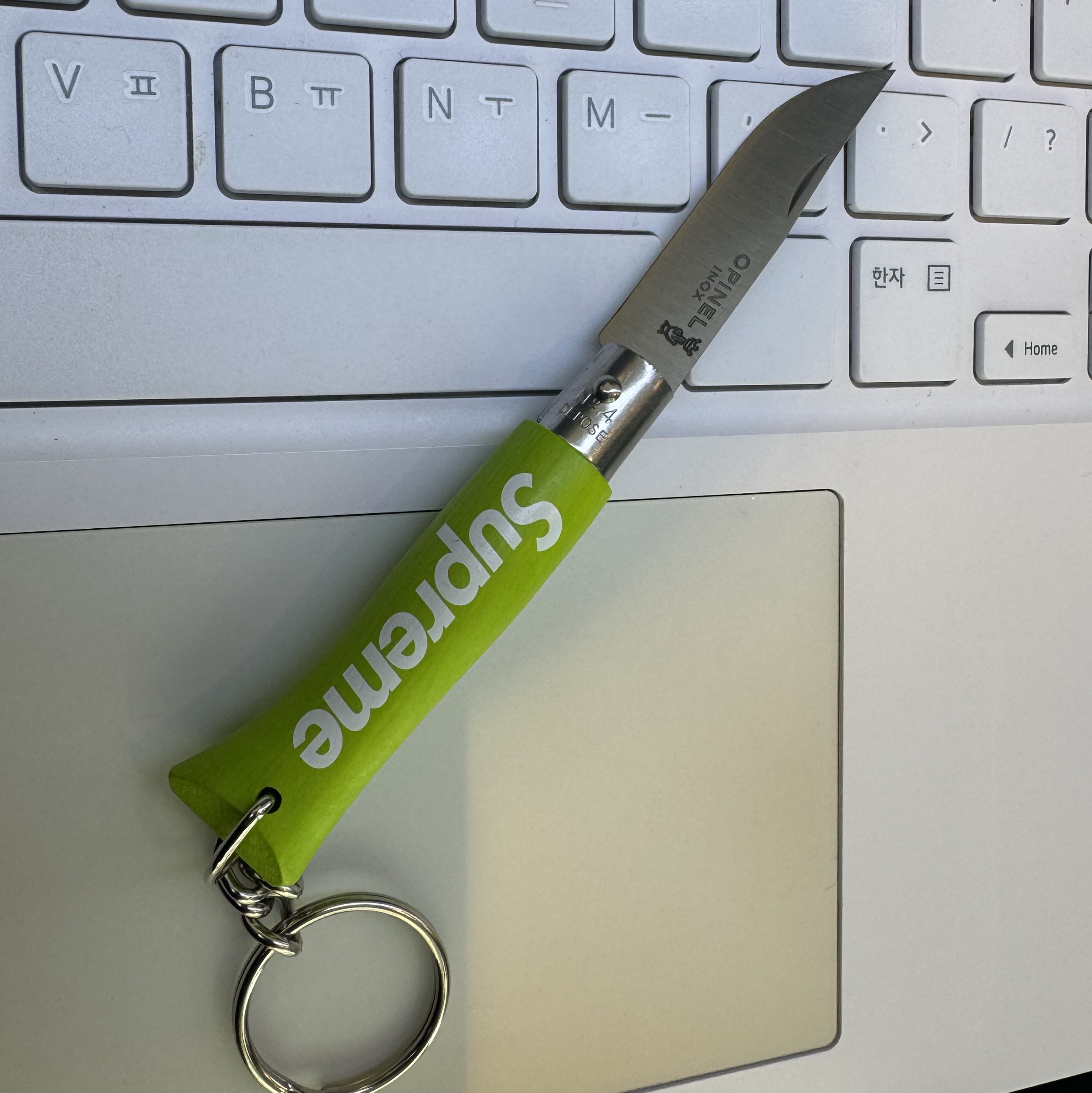 Supreme x Opinel No. 4 Knife Keychain Green - 25FW 착용 스타일 - 1
