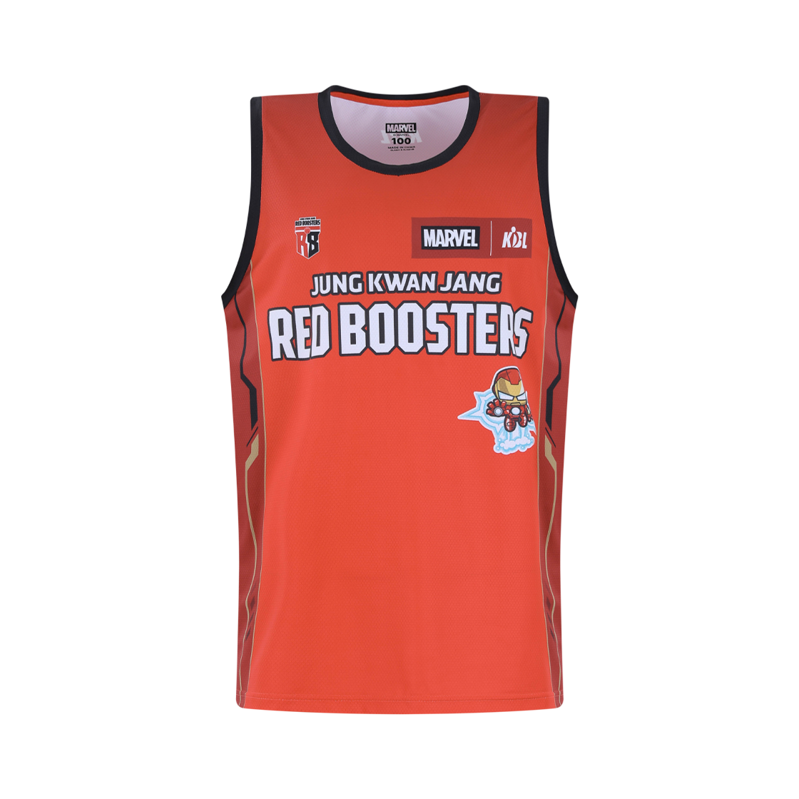케이비엘 X 마블 컬렉션 안양 정관장 아이언맨 농구유니폼(KBL X MARVEL CollectionAnyang JeongKwanJang Red Boosters Iron Man Basketball Uniform)