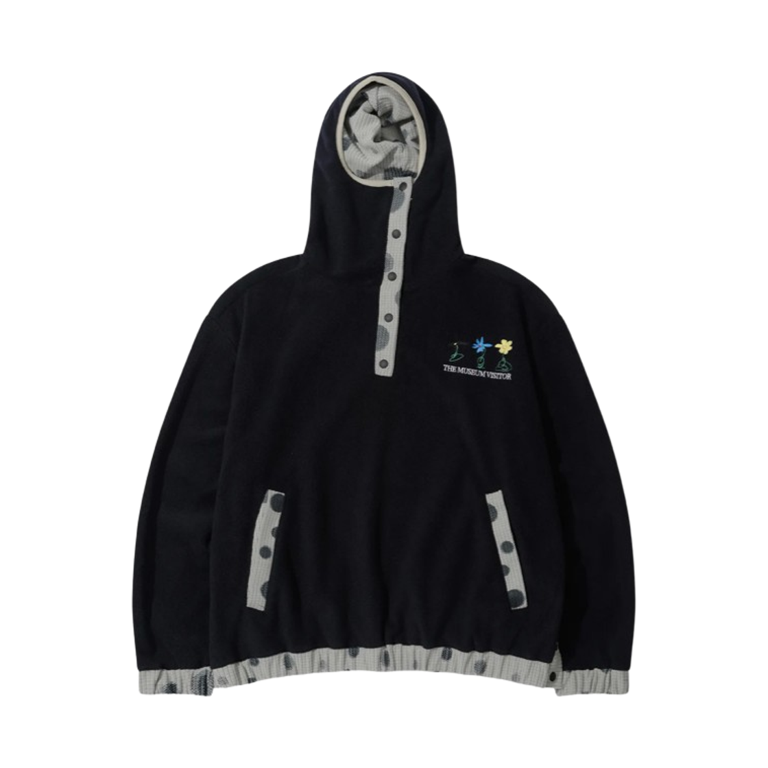 더뮤지엄비지터 언밸런스드 플리스 아노락 후드 블랙(The Museum Visitor Unbalanced Fleece Anorak Hoodie Black)