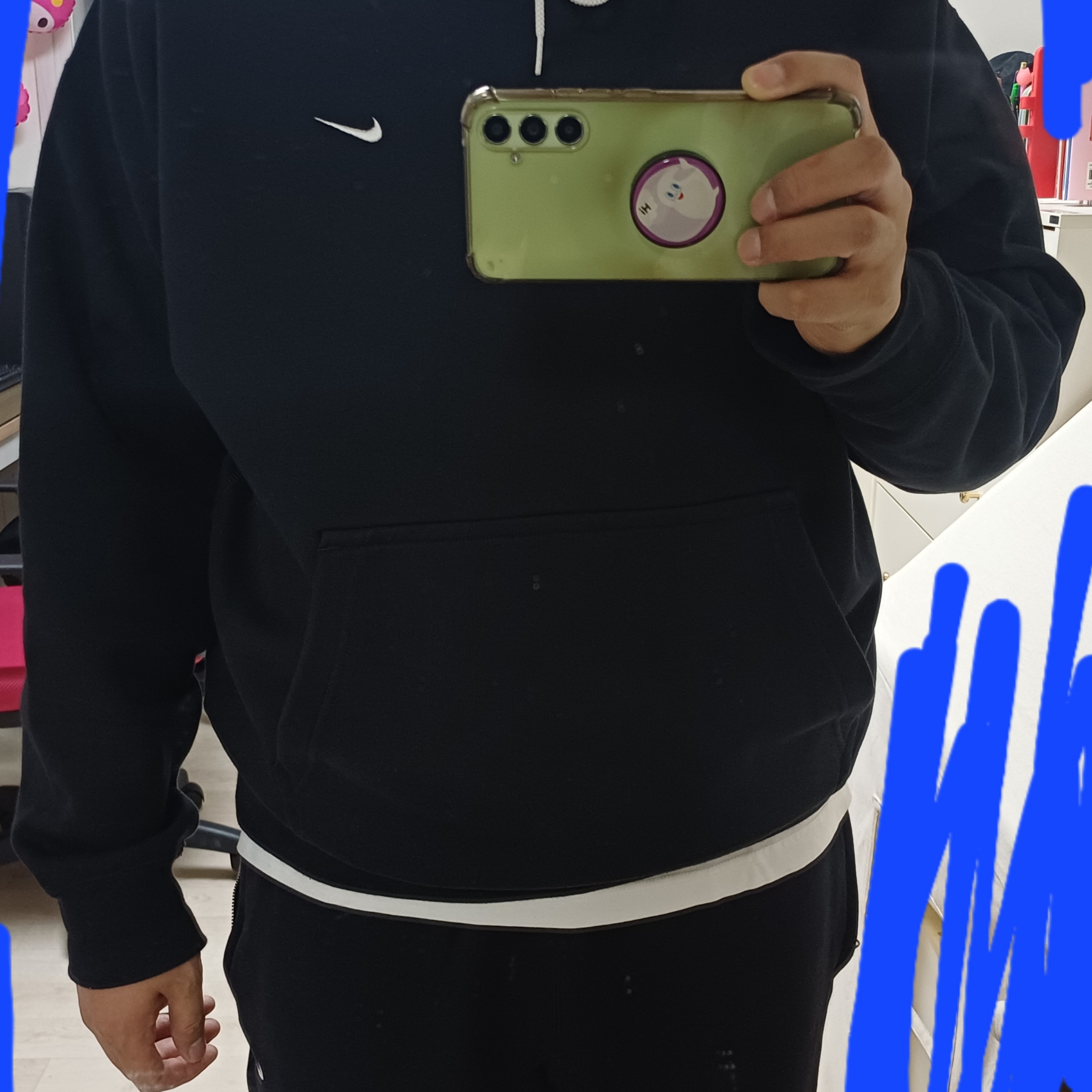 Nike NRG Solo Swoosh Fleece Hoodie Black White - US/EU 착용 스타일