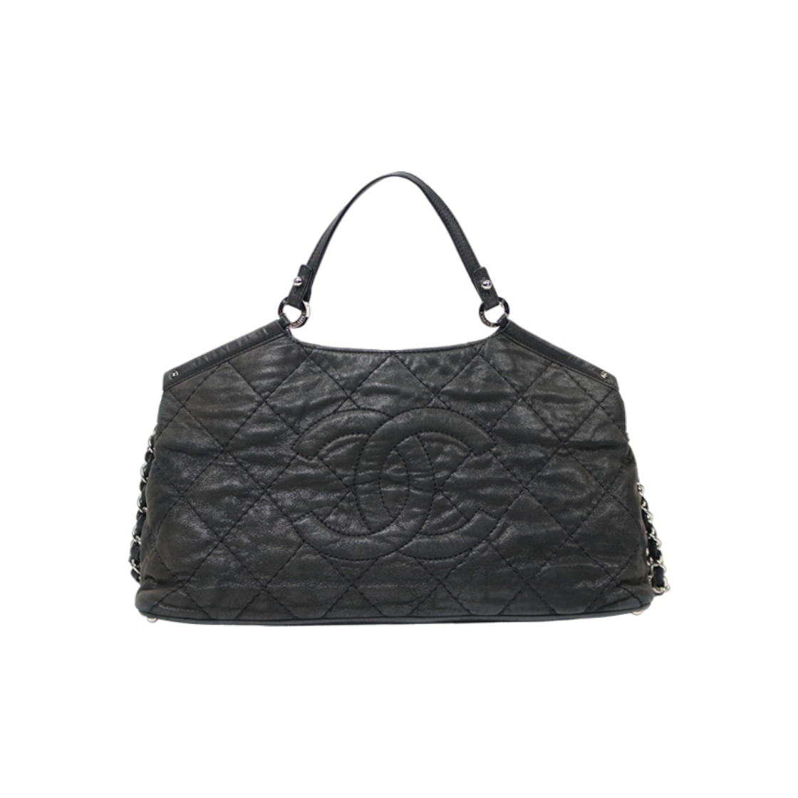 IT8O6VN59JBB Chanel Black Large CC Quilted Chain Shoulder Bag A-A38839