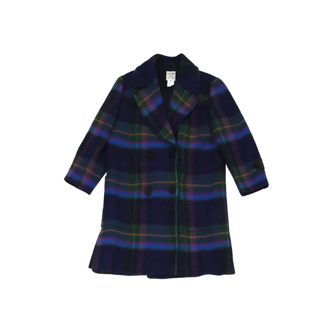 ITTE6IQFTKLT Celine Navy Check Double Coat C-C42980