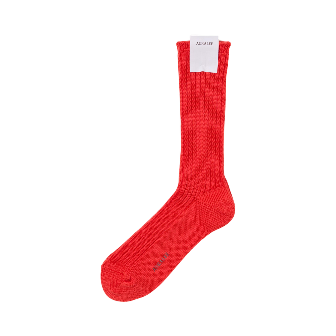 A25AS03SX (W) Auralee Cotton Wool Low Gauge Socks Red Orange - 25AW