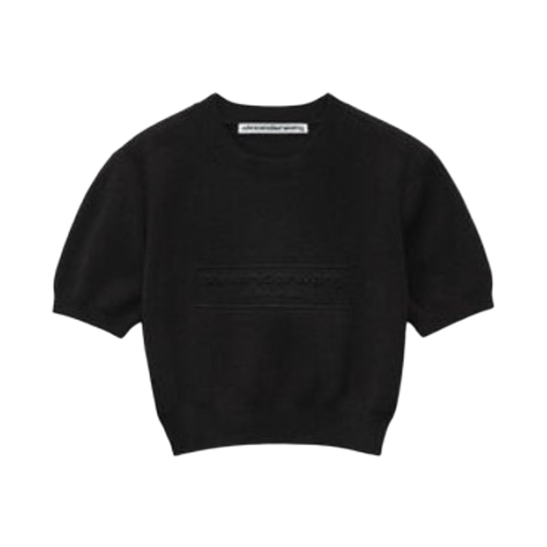 (W) 알렉산더 왕 리브 조직 셔닐 엠보싱 로고 풀오버 숏슬리브 블랙((W) Alexander Wang Ribbed Fabric Chenille Embossed Logo Pullover Short Sleeve Black)