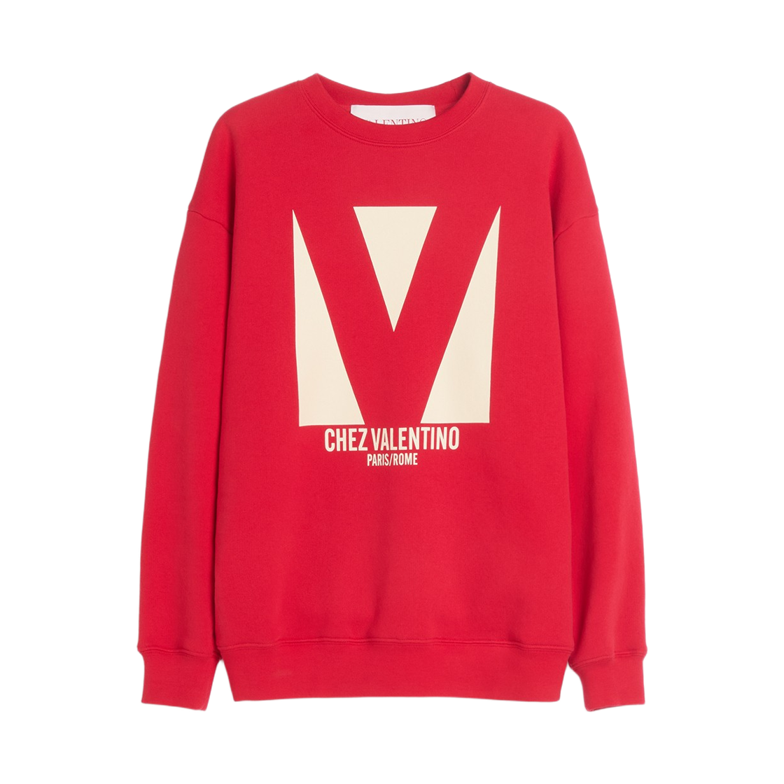 (W) 발렌티노 체즈 발렌티노 프린트 코튼 스웨트셔츠 레드((W) Valentino Chez Valentino Print Cotton Sweatshirt Red)