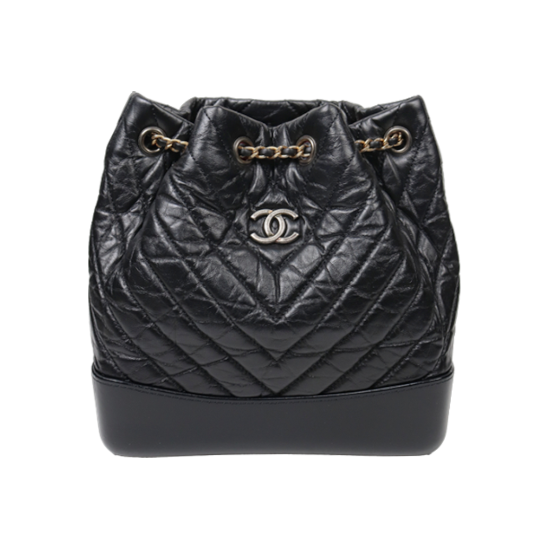 IT2NCSE3NG74 Chanel Black Chevron Gabrielle Backpack A-A41697