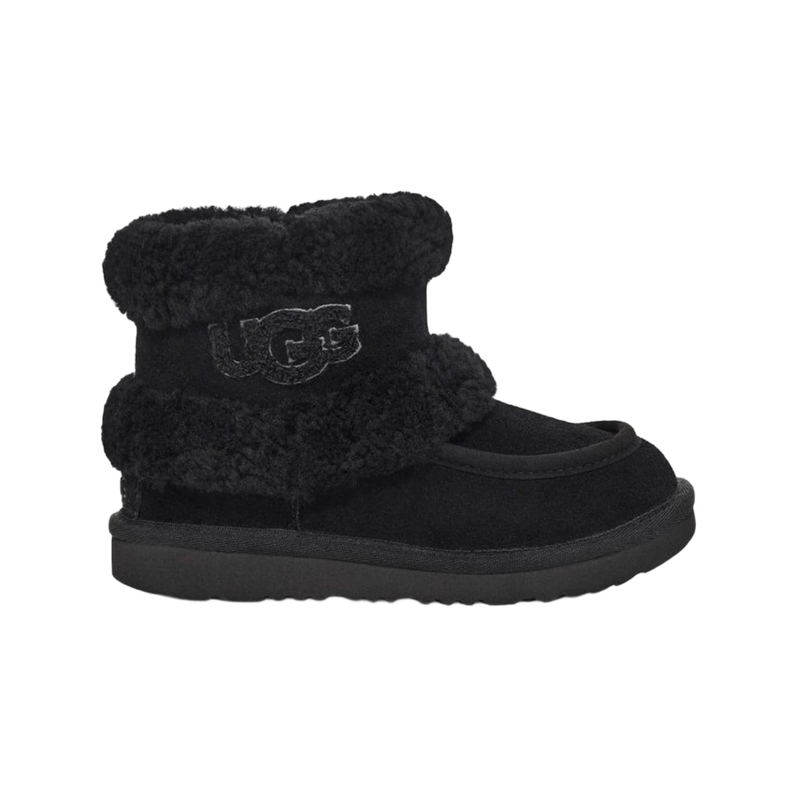 (키즈) 어그 울트라 미니 플러프 부츠 블랙((Kids) UGG Ultra Mini Fluff Boots Black) - 1