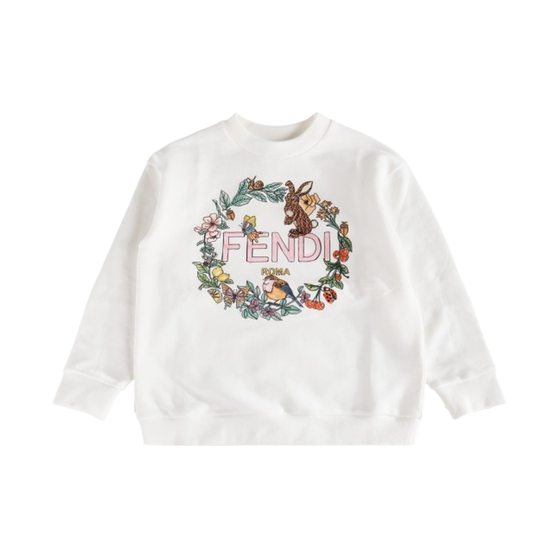 (키즈) 펜디 로고 프린트 스웨트셔츠 화이트((Kids) Fendi Logo Print Sweatshirt White)